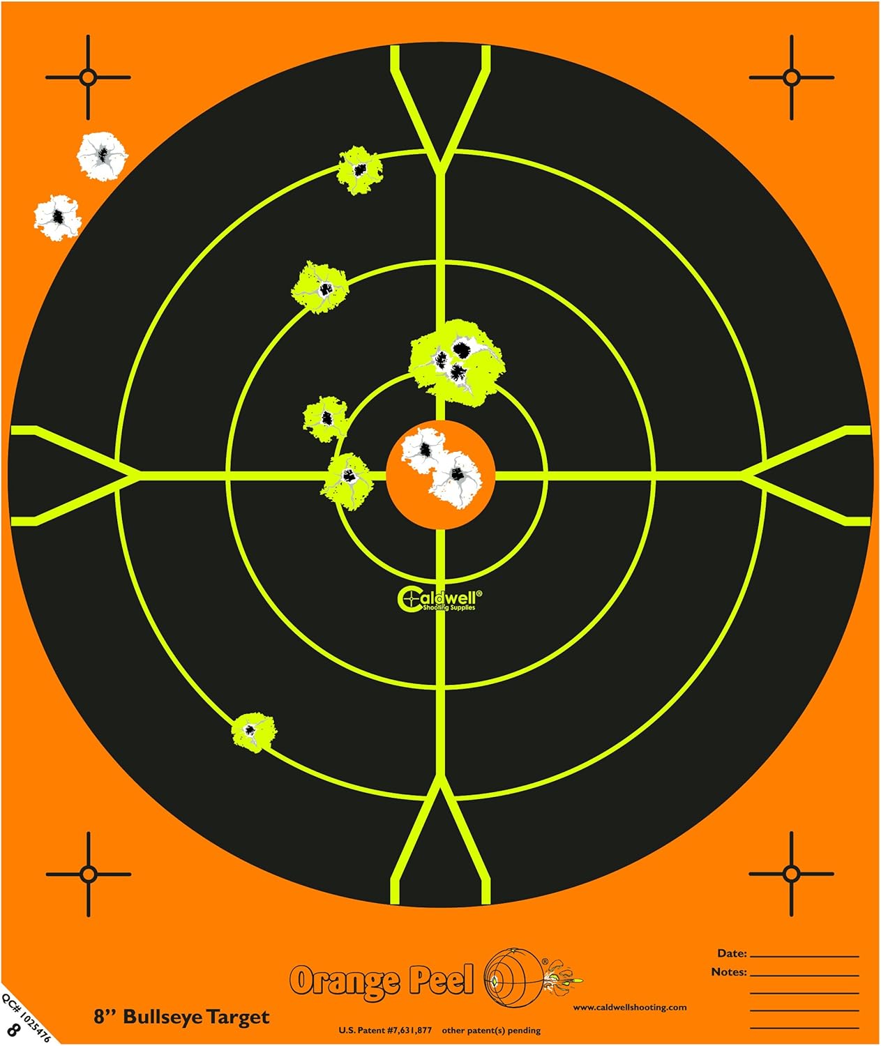 Caldwell Orange Peel Bullseye Targets with Flake Off Material, Strong Adhesive and Multiple Sizes for Outdoor, Range, Shooting and Hunting