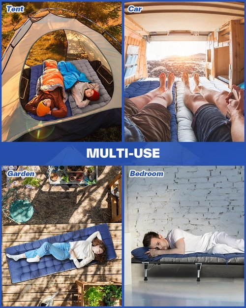 Sportneer Cot Mattress Pad, Soft Comfortable Camping Cot Mattress Pad Thick Camping Cot Cushion Pad Portable Sleeping Cot Pads for Camping Tent Outdoor Hiking Travel