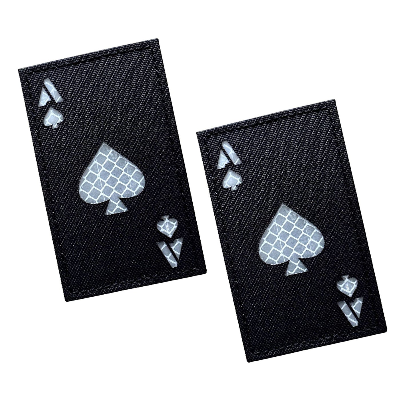 2x3.5 Infrared IR Ace of Spades Death Dead Card Patches Tactical Vest Patch Hook-Fastener Backing (Reflective Black-White)