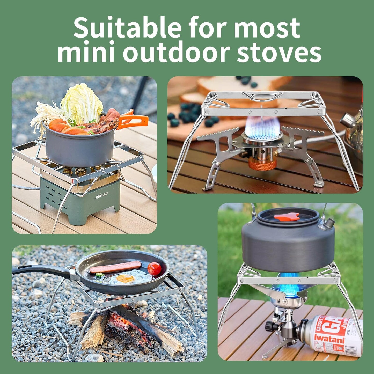 Jekero Portable Folding Camping Campfire Grill Pot Rack Cast Iron over Fire Split Stoves 7.48x7.48x5.12 inch