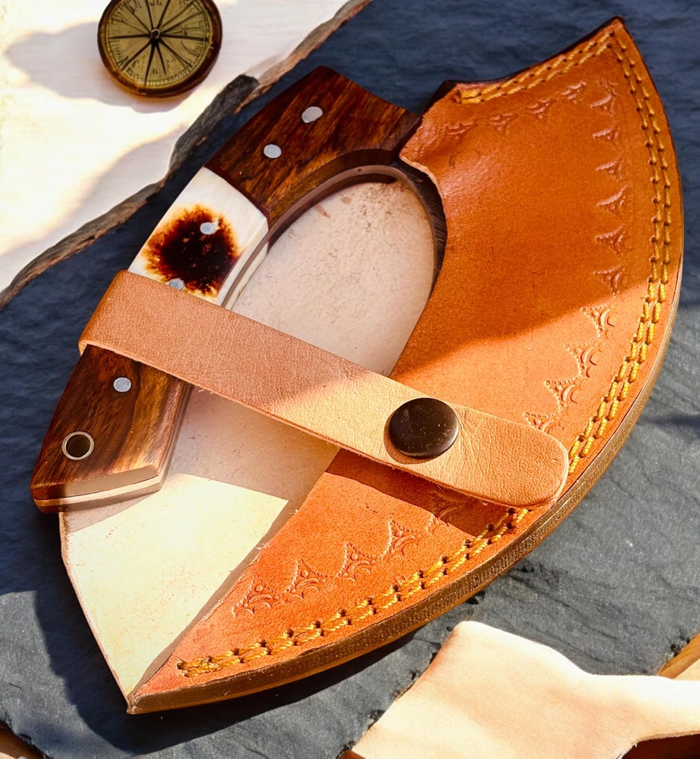 TTC-111 Custom Handmade Ulu kitchen Knife -Wood Handle (TTC-111)