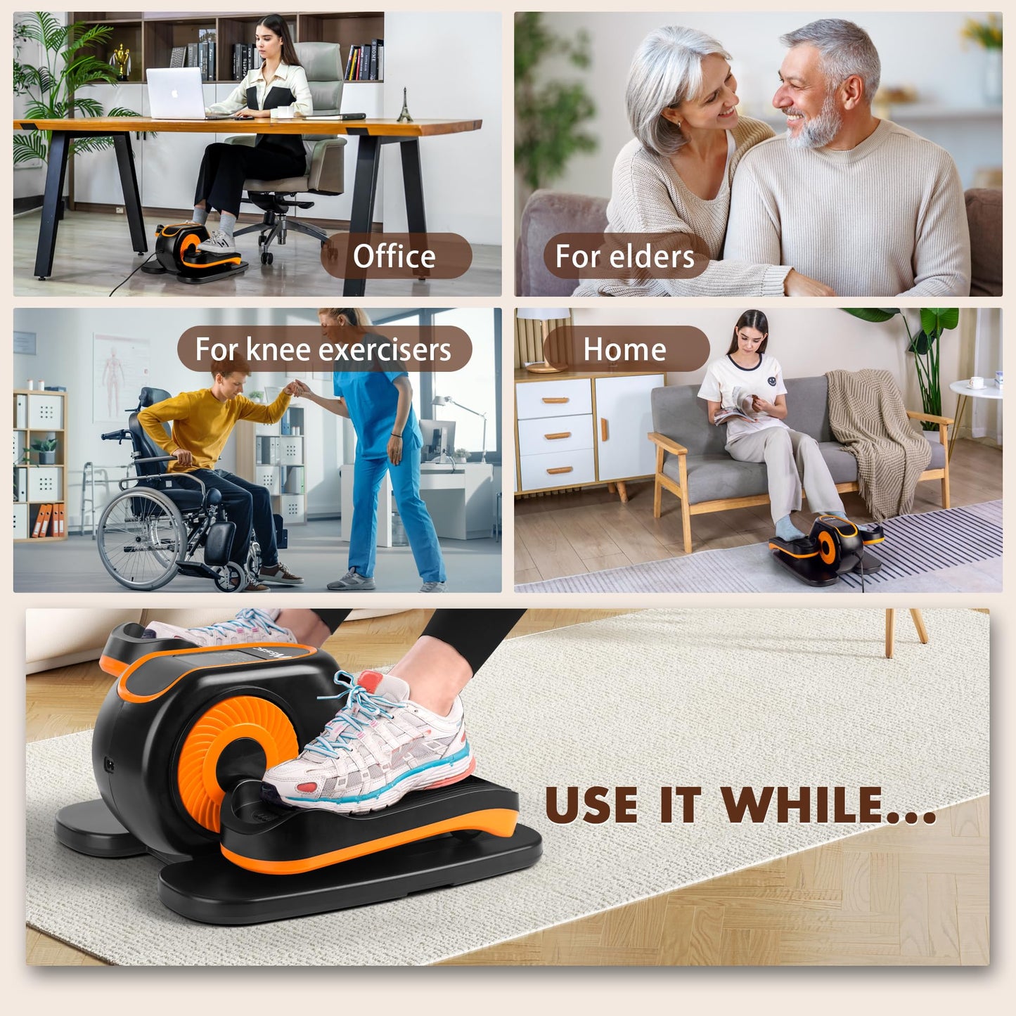 Wesec Under Desk Elliptical Machine, Electric Elliptical Training Machine w/Remote & 12 Speeds Level, Manual & Auto Mode, Elliptical Traier for Seniors Seated Pedal Exerciser for Home Office