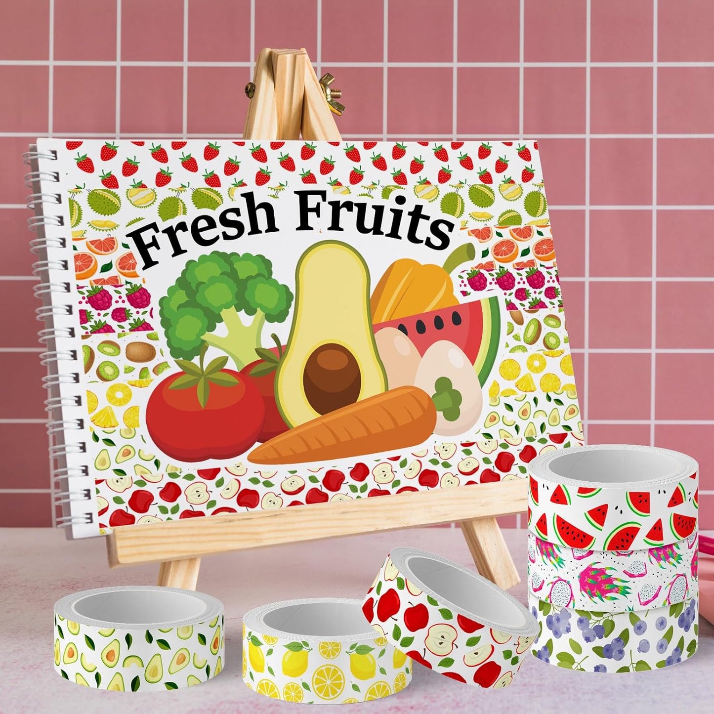 12 Rolls Strawberry Washi Tape Sweet Red Berry Decorative Masking Tape Set Summer Fruit Wrapping Paper Tapes for Scrapbook Journal DIY Art Crafts