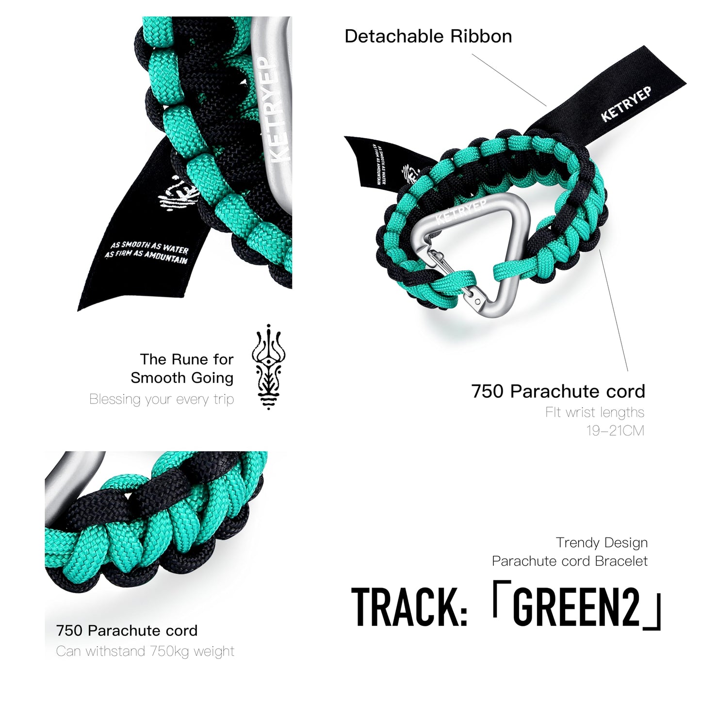 ketryep Braided Rope Bracelets for Men and Women, Colorful Knot Bracelet for Mens Braided Bracelets Gifts Summer Beach Jewelry (2-Green.Track)
