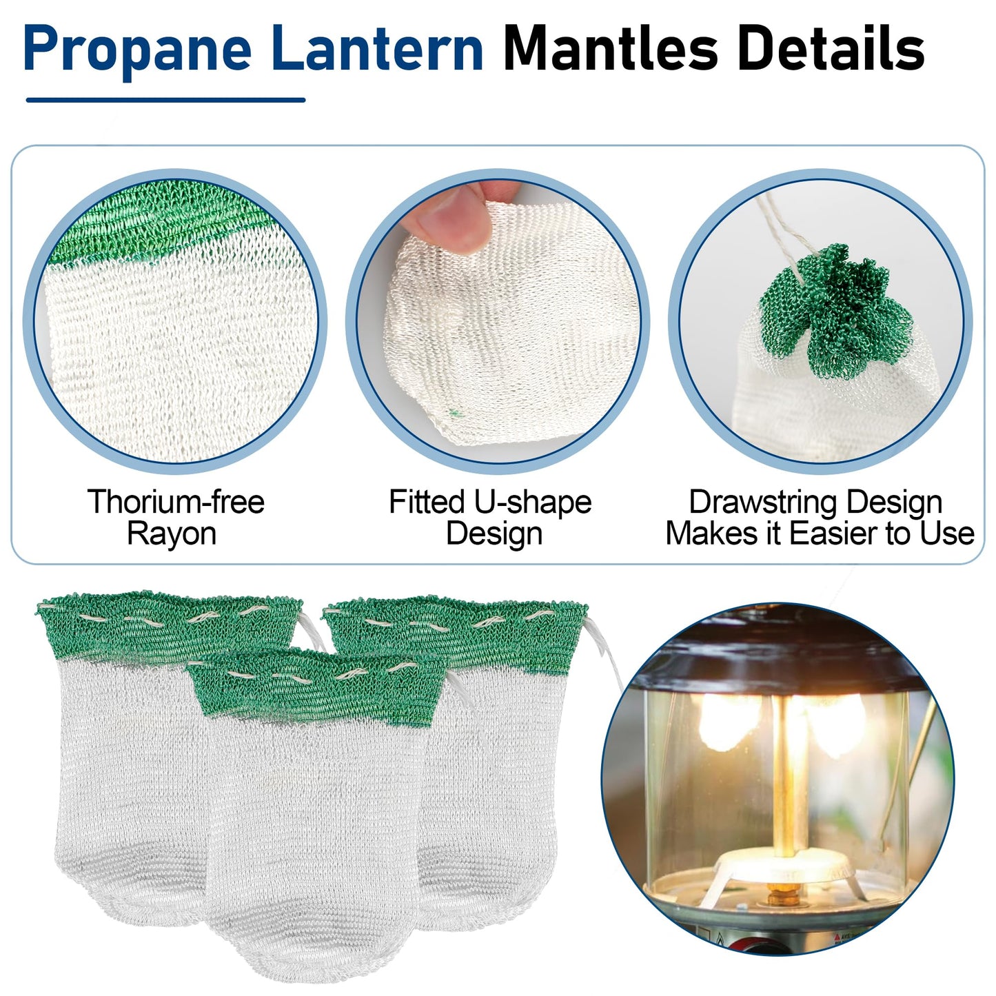 10 Pcs Propane Lantern Mantles with Lantern Globe Replacement Glass - Glass Globe Compatible with Coleman Fueled Lanterns, Propane Lantern Mantles Replacement Suitable for Outdoor Camping Lantern