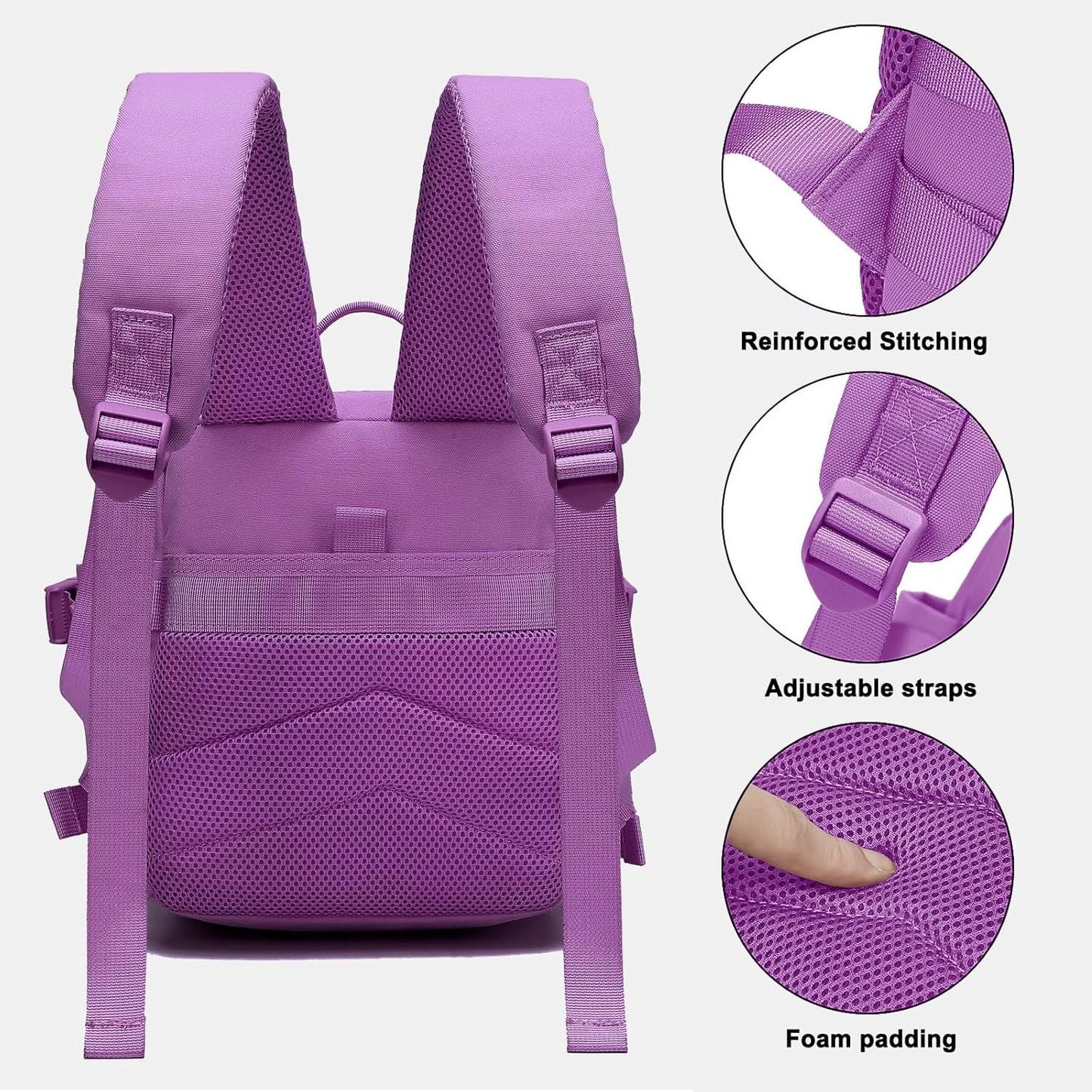 9L Mini Tactical Backpack Men Women Small Assault Rucksack Water-proof GYM Hiking Bug Out Bag with molle attachments (Purple)