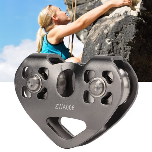 Zipline Pulley, Dual Trolley Double Pulley Tandem Speed Zip Line Pulley, Climbing Pulleys for 1/4 5/16 3/8 1/2 Cable Backyard Zipline, Hauling, Rigging and Commercial Purposes