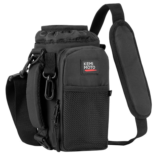 KEMIMOTO Water Bottle Holder Bag, Water Bottle Carrier with Adjustable Shoulder Strap, Water Bottle Pouch Holder for Hiking, Compatible with YETI STANLEY SLM 32 oz, 40 oz (Black-1, Elastic Band-40 oz)