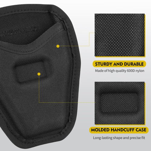 Open Top Handcuff Case, Handcuff Pouch for Duty Belt, 600D Nylon Cuff Holder Holster Accessories for Standard Chain or Hinge Handcuffs