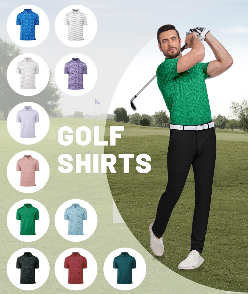 ZITY Mens Print Polo Shirts Short Sleeve Moisture Wicking Shirts for Men Golf Tennis Daily Casual Collared T-Shirt St Patricks Day Large