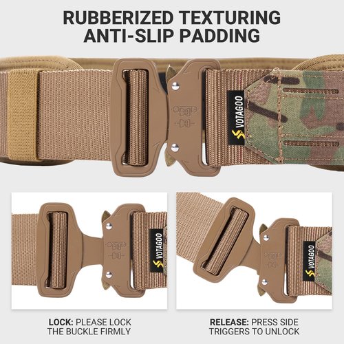 VOTAGOO Tactical Battle Belt with Quick Release Buckle MOLLE System, Heavy Duty Gun Holster Belt