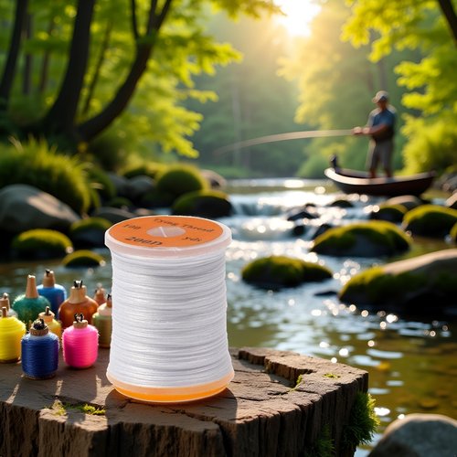 White 100Yard 200D UV Big Fly Thread Premium Strong Fly Tying Thread Spool Salmon Bass Flies Tying Thread Material Fluorescent Hunting and Fishing