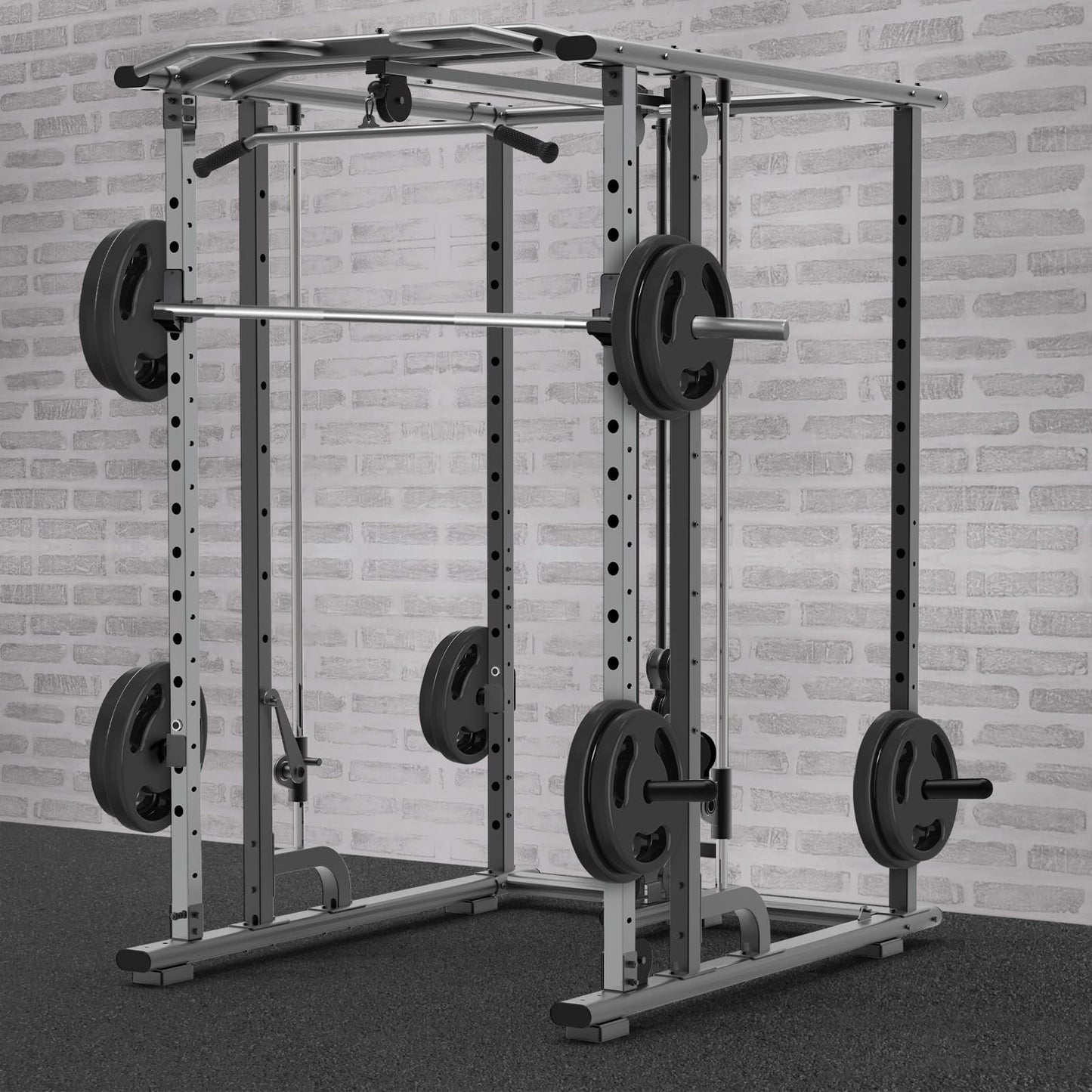 Kipika J-Hooks and Weight Plate Holder Set for 3" x 3" Power Rack with 5/8" or 1" Hole - Squat Rack Attachments for Strength Training and Weight Storage - Fits Olympic 2-inch weight plates.