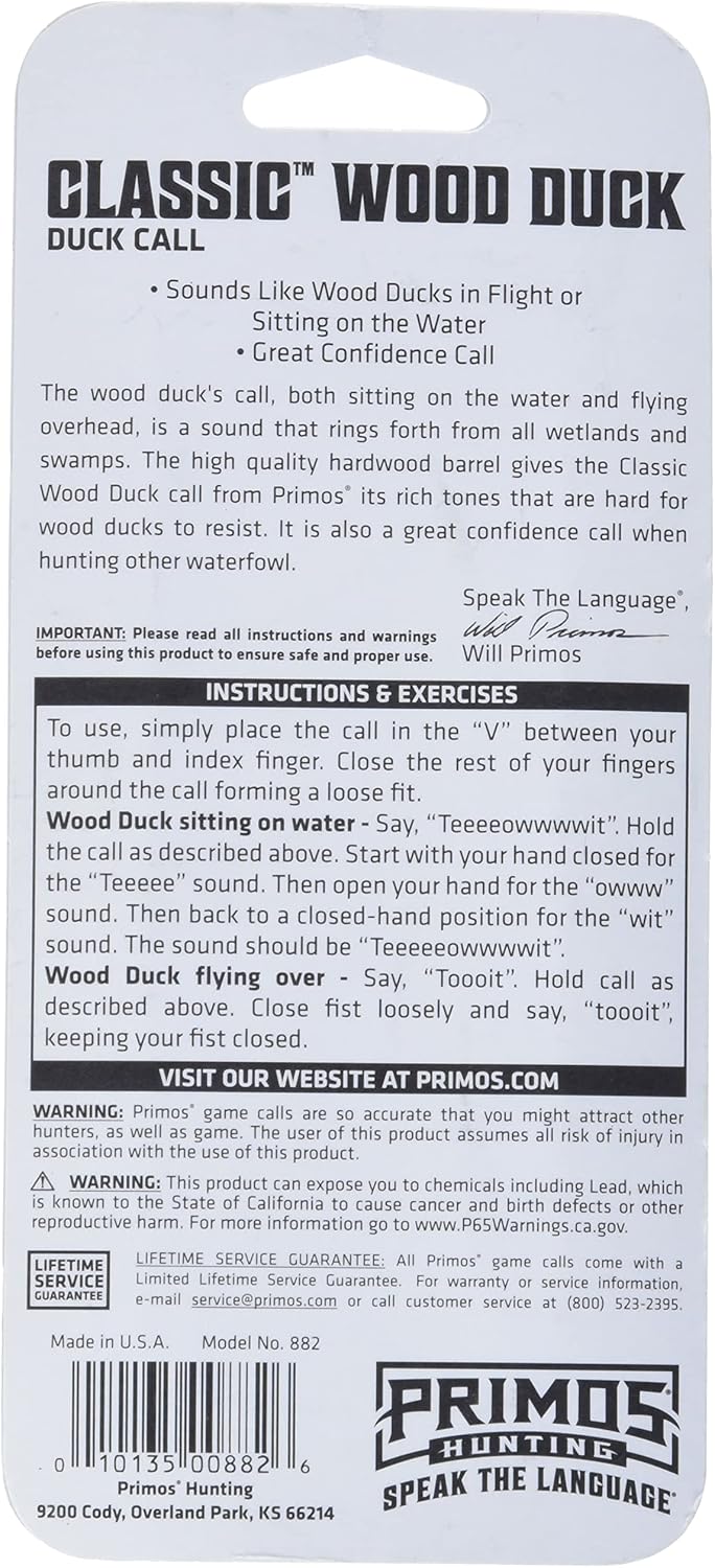 Primos Hunting 882 Duck Call, Classic Wood