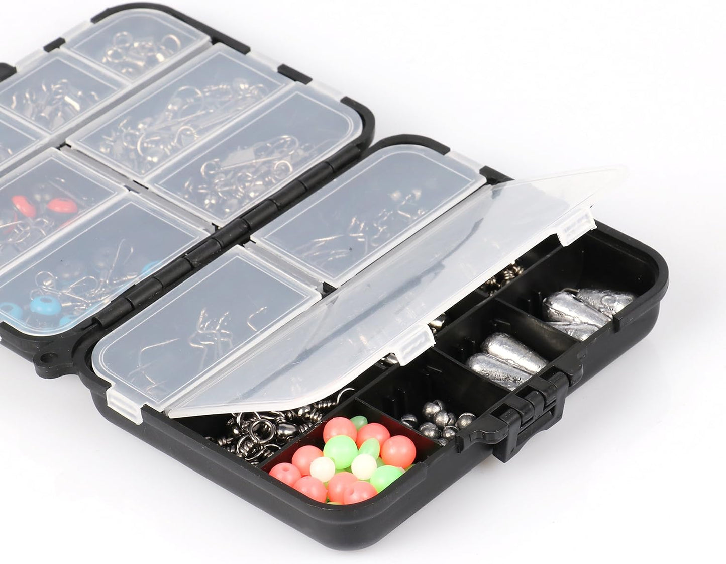 Fishing Accessories Kit, Fishing Set with Tackle Box, Fishing Hooks, Weights, Jig Heads, O-Rings, Barrel Swivels, Fastlock Snaps, Fishing Beads, Space Beans - Freshwater & Saltwater Fishing