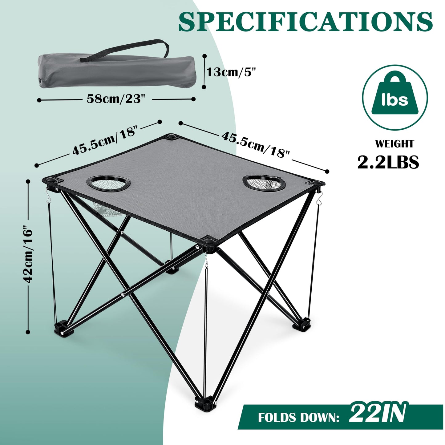 Leonyo Double Camping Chair, Loveseat Camping Chair with Folding Table, 2 Person Outdoor Folding Beach Chairs for Adults, Cup Holders & Carry Bag for Outside Travel, Supports 500lbs, Grey