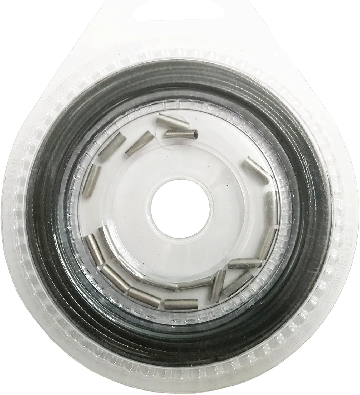 10LB-200LB Fishing line Wire Leader Vinyl Coated Stainless Steel Trace Lures Leader Wire 10 Meter,with 20pcs Crimps Sleeves,Black & Silver Select