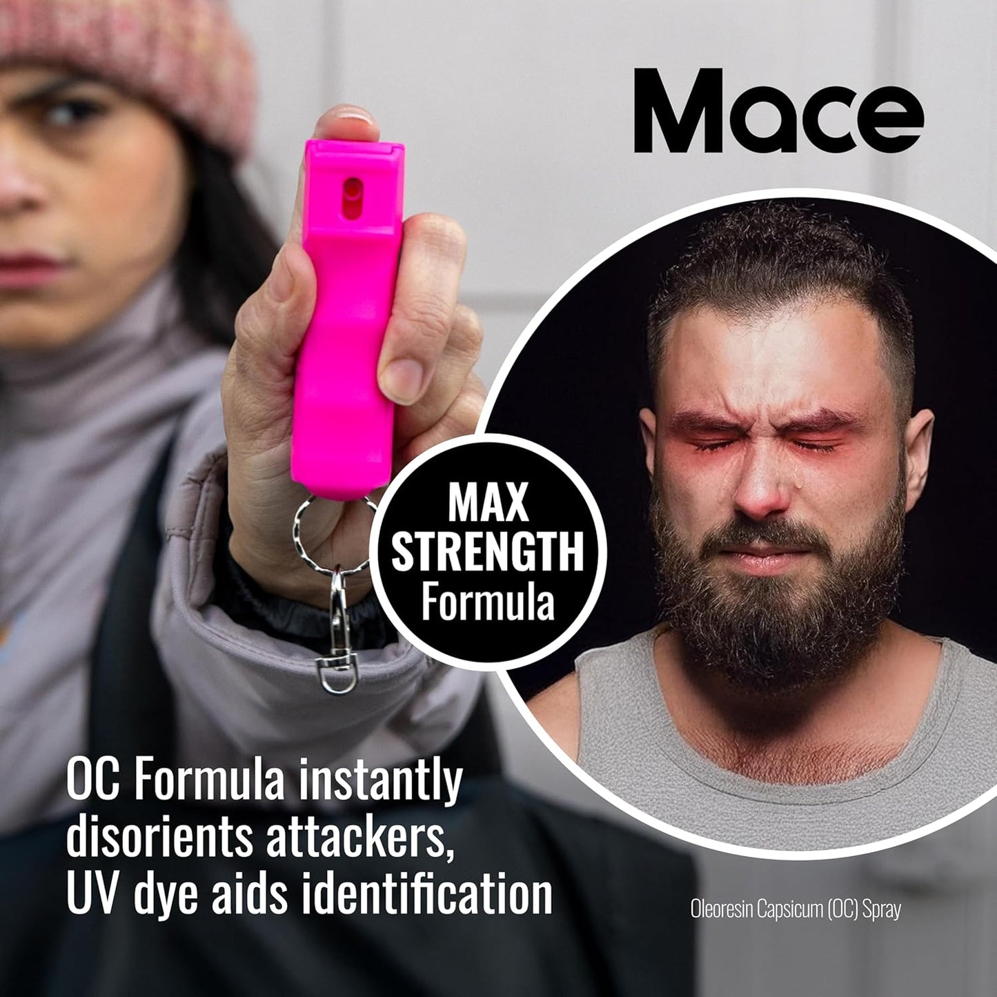 Mace Pepper Spray - Twist Lock & Hardcase Model, Max Strength 10% OC Formula, Long Lasting UV Dye, Self Defense Pepper Spray for Women & Men