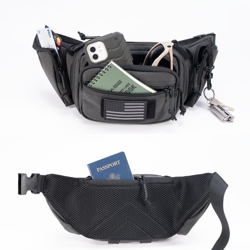 CLTAC Tactical Fanny Pack CCW Gun Waist Bag for Men and Women with Pistol Holster, Low Profile Concealed Carry Everyday Hip Pack for Hiking Travel Outdoor Running Hunting, Dark Grey