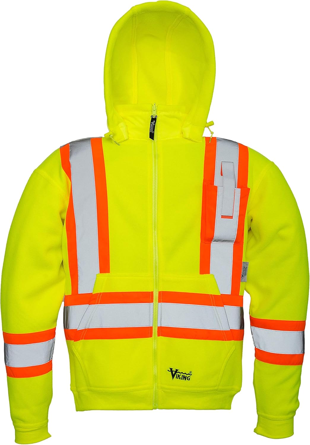 Viking Safety Fleece High Visibility Hoodie for Men - Zip Up Quick Drying Hi Vis Hoodie for Construction and Industrial Jobs