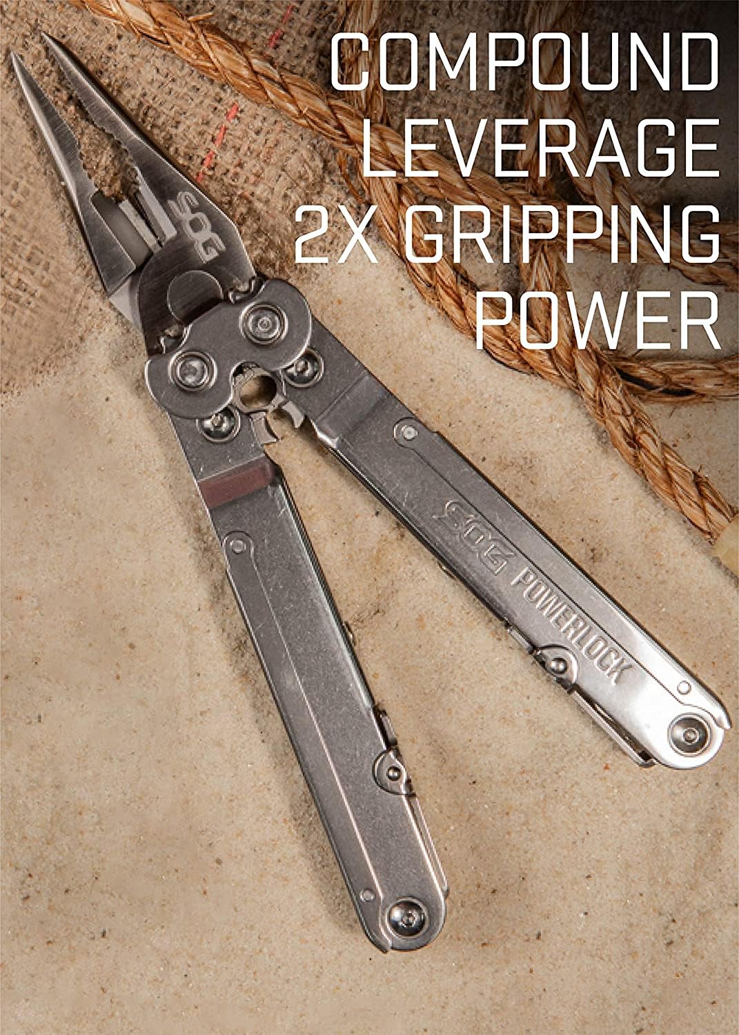 SOG Powerlock V-Cutter- Multi-Tool Pocket Utility Tool Set with 18 Specialty Tools for Heavy-Duty Field Use and Nylon Carrying Pouch (B63N-CP)