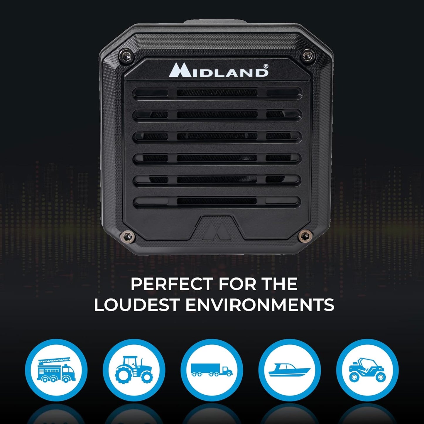 Midland - SPKMINI Mini External Speaker - Waterproof, 10 Watts, 3.5mm Plug - Compatible with All Mobile CB, GMRS, HAM and Amateur Radios