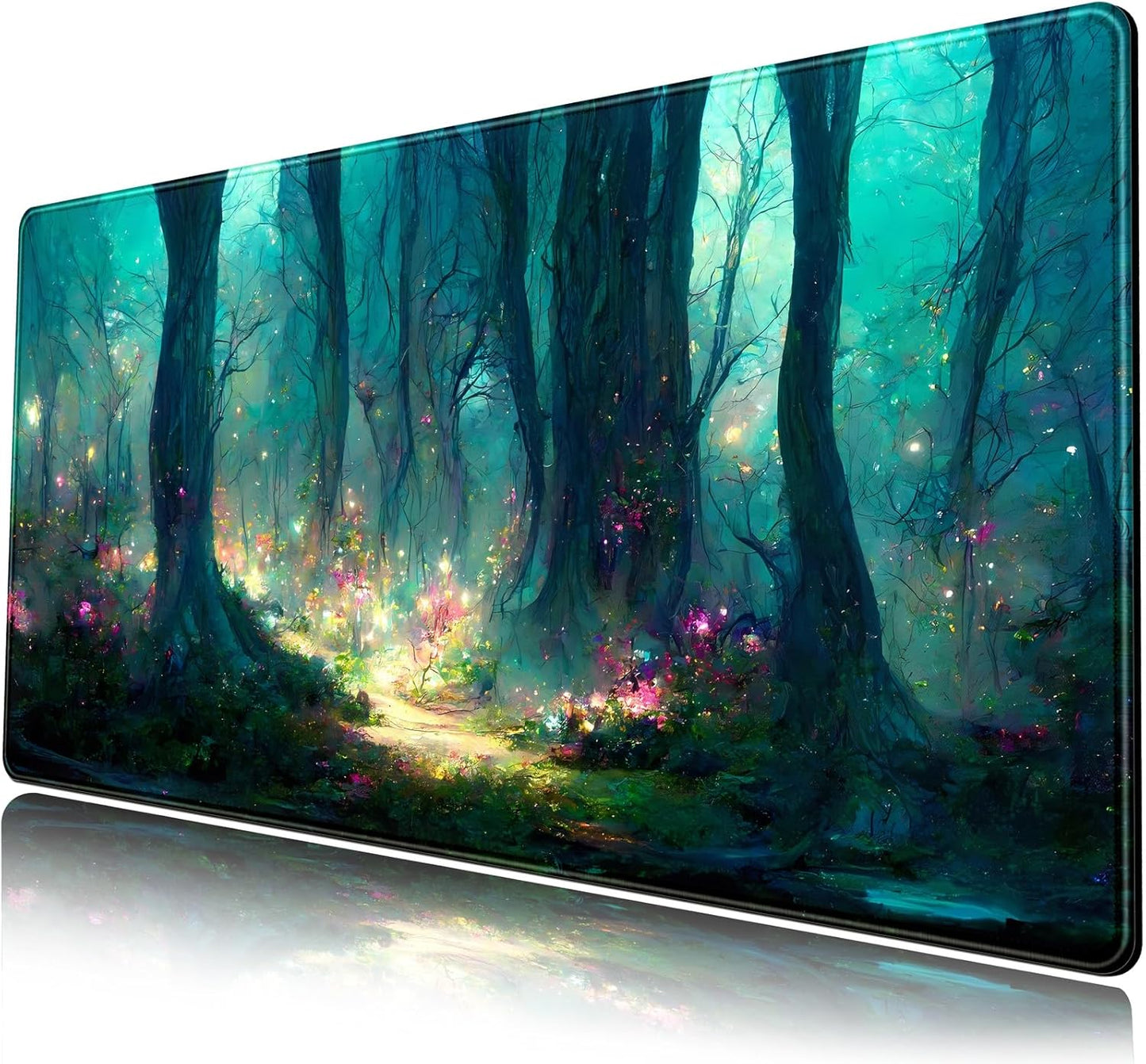 Japanese Desk Mat Riverside Full Moon Desk Pad Black Red Large Mouse Pad Gaming Mousepad Extended XXL Keyboard Pad 31.5 x 15.7 in Laptop Computer Mouse Keyboard Mat for Office Desk Decor
