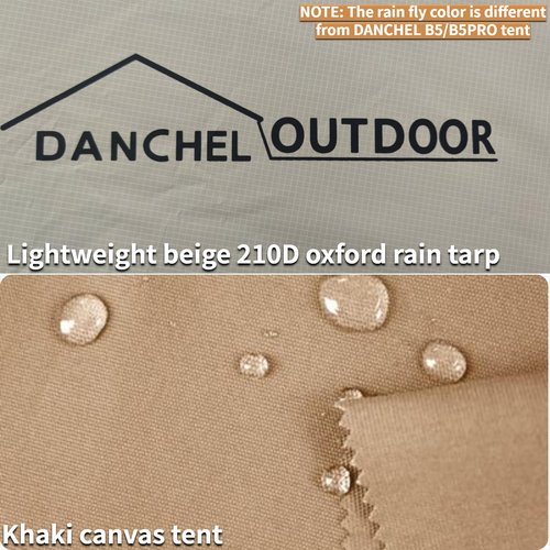 DANCHEL OUTDOOR 4 Season Waterproof Rain Fly Tarp for Yurt Tent, Portable Glamping Tent Cover Protector Awning Canopy for B5 16.4ft/5m Bell Tent Camping Accessories Replacement Beige