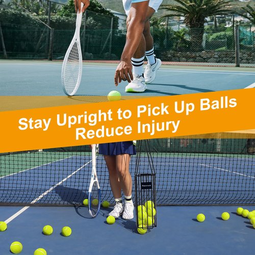 Poweruck Pickleball Tennis Ball Hopper Set with 20 Outdoor Pickleball Balls, Ball Basket Holder, Court Equipment for Beginner, Black