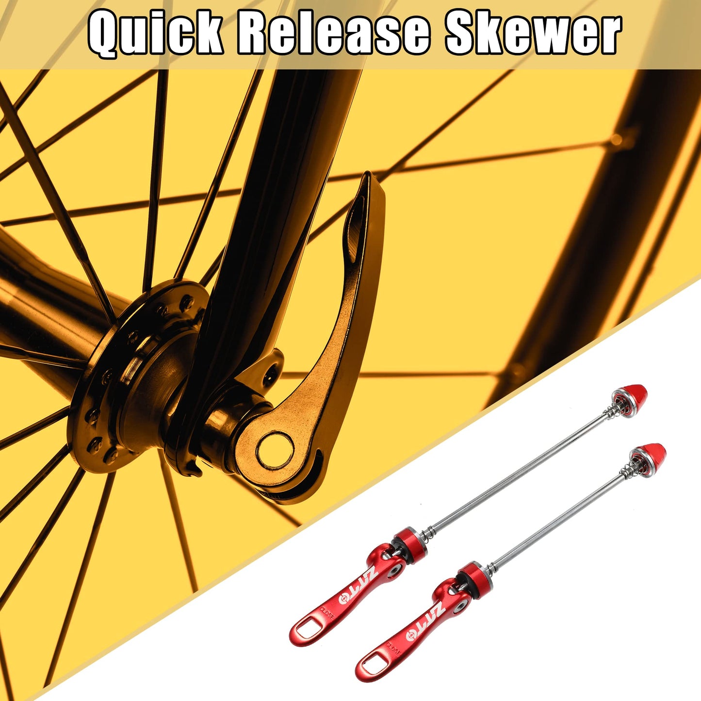 X AUTOHAUX 2 Pcs Bike Bicycle Quick Release Axles Skewers Lever Front Rear Bike Axle Wheel Hub 15cm 5.91" 19cm 7.48" Red for MTB Moutain Road Bike