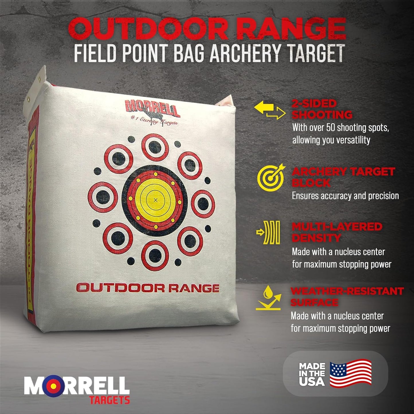 Morrell Outdoor Weatherproof Durable Range Adult Field Point Archery Bag with 50 Bullseyes, Nucleus Center, and IFS Technology