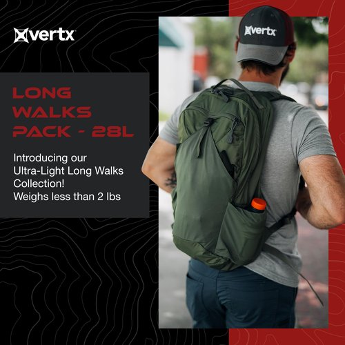 Vertx Long Walks Pack 28L Tactical Backpack Concealed Carry EDC Gear Bag for CCW, Travel, Work, Hiking, Outdoors, It's Black