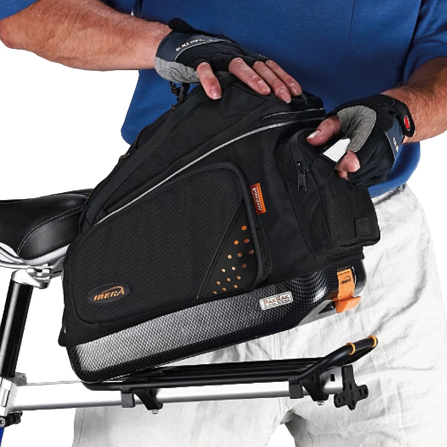 Ibera 2 in 1 PakRak Commuter Bicycle Trunk Bag with Expandable Panniers, Clip On Quick Release Design and Detachable Shoulder Strap