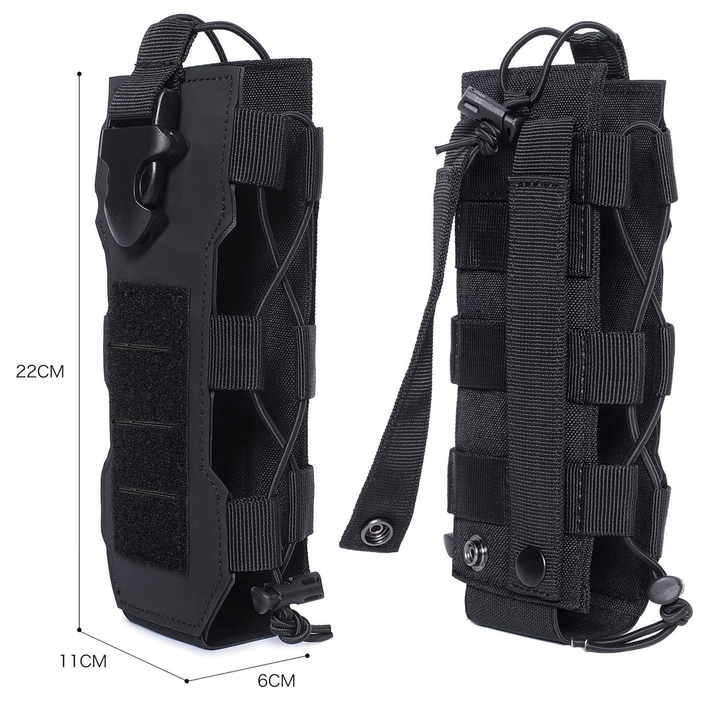 Tactical Molle Water Bottle Pouch, Adjustable Black Laser Cut Water Bottle Carrier Storage Bag for Backpack Belt, MOLLE Water Bottle Pouch Carrier, Tactical Water Bottle Holster