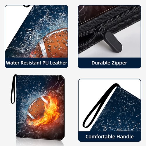 HESPLUS Football Card Binder Compatible with Football Card, Baseball Card, Trading Card, MTG and Other TCG, Fits 900 Cards with 50 Removable Pages, Card Holder Collector for Standard Size Card