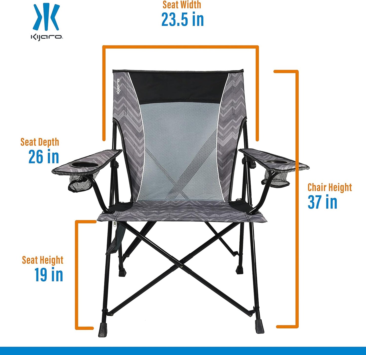 Kijaro Enjoy Versatile Folding Sports, Outdoor Chair & Lawn Chair, Dual Lock Feature, Maldives Blue (Hard Arm)
