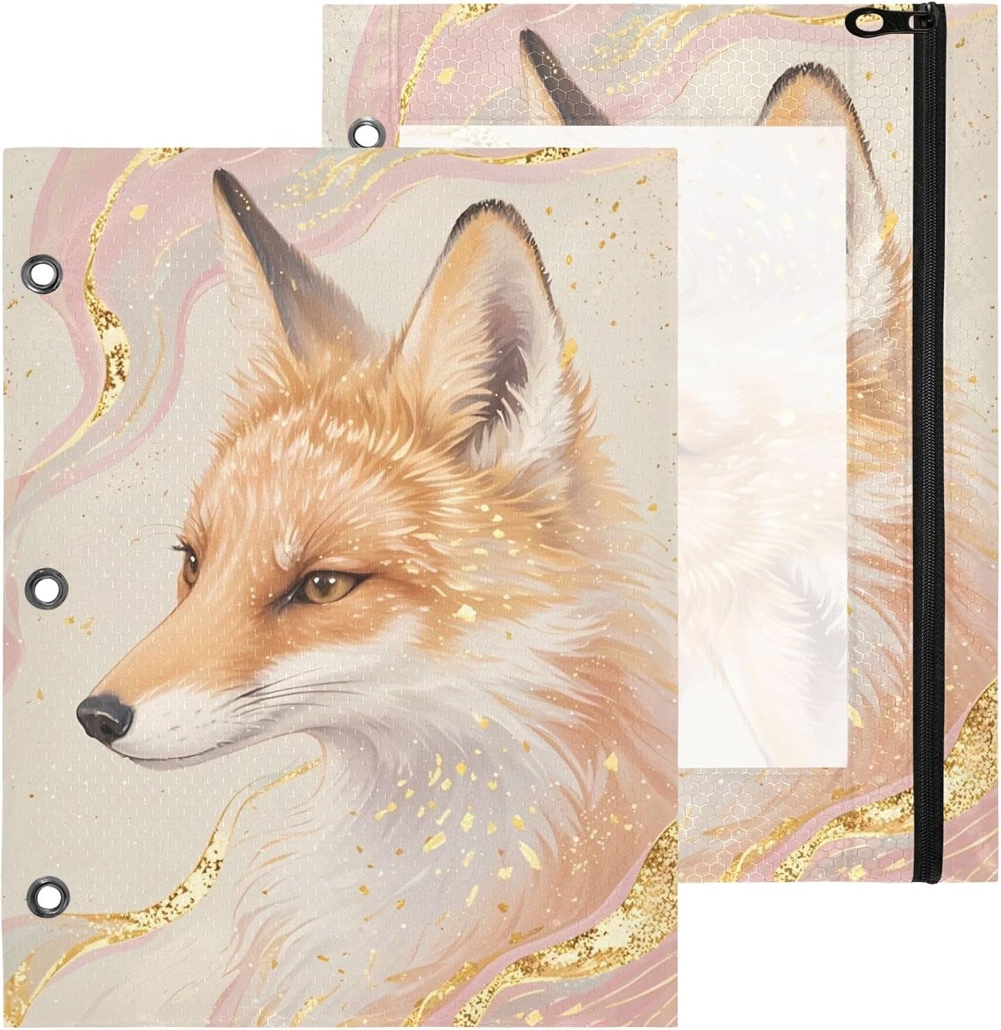 Largemouth Bass Fish 2 Pack 3 Ring Binder Pocket A4 Size Binder Pouches Clear PVC Loose Leaf Folder Sleeves Storage Bags for Files, Documents