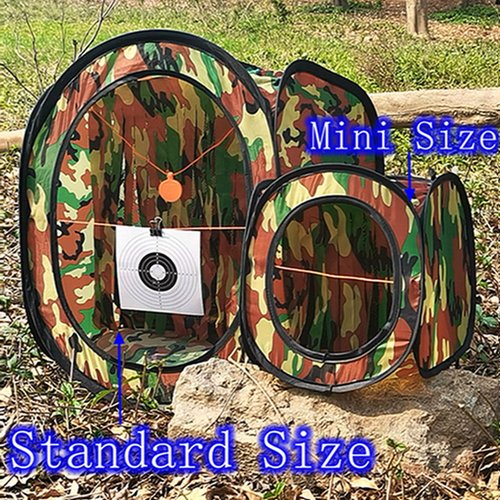 Wingswinmax Foldable Airsoft Target Tent Trap Slingshot BB Trap Net Auto Pop-up Shooting Target Tent BB Target Holder Case-Camouflage