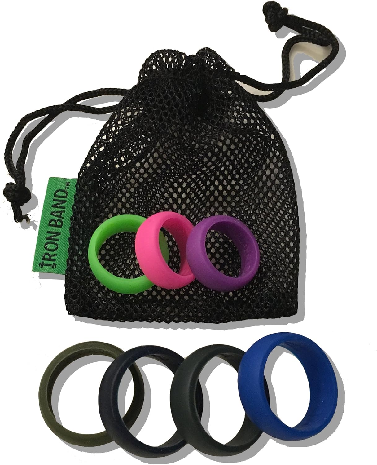 Rubber Silicone Wedding Ring - Award Winning Medical Grade Bands (Blue, Lime Green, Gray, Navy, Pink, Purple)