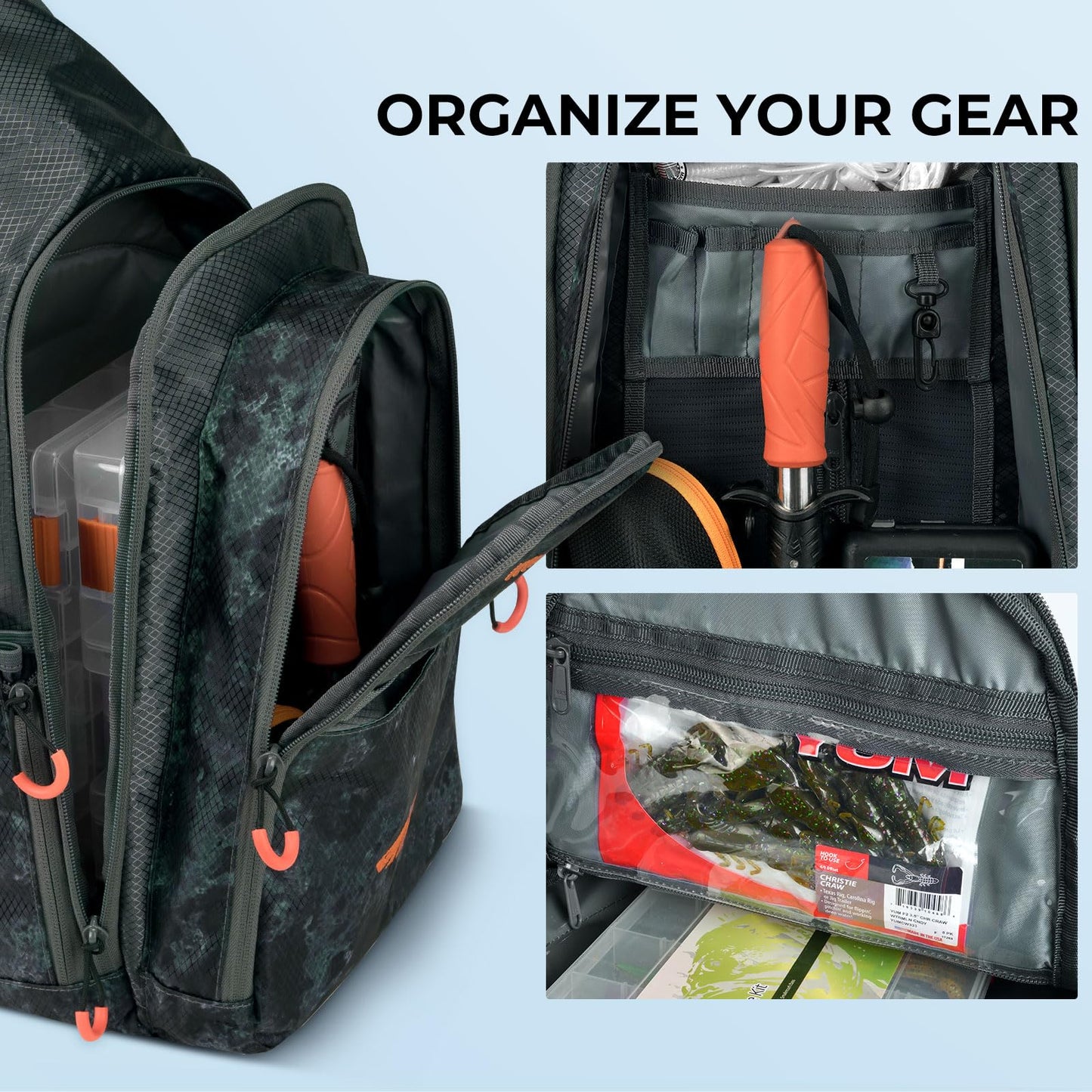 KastKing Pond Hopper Fishing Sling Tackle Storage Bag with 2 Tackle Boxes, Lightweight Sling Fishing Backpack-Sling Tool Bag for Fishing Hiking Hunting Camping,17.7X 12.6X 6 Inches