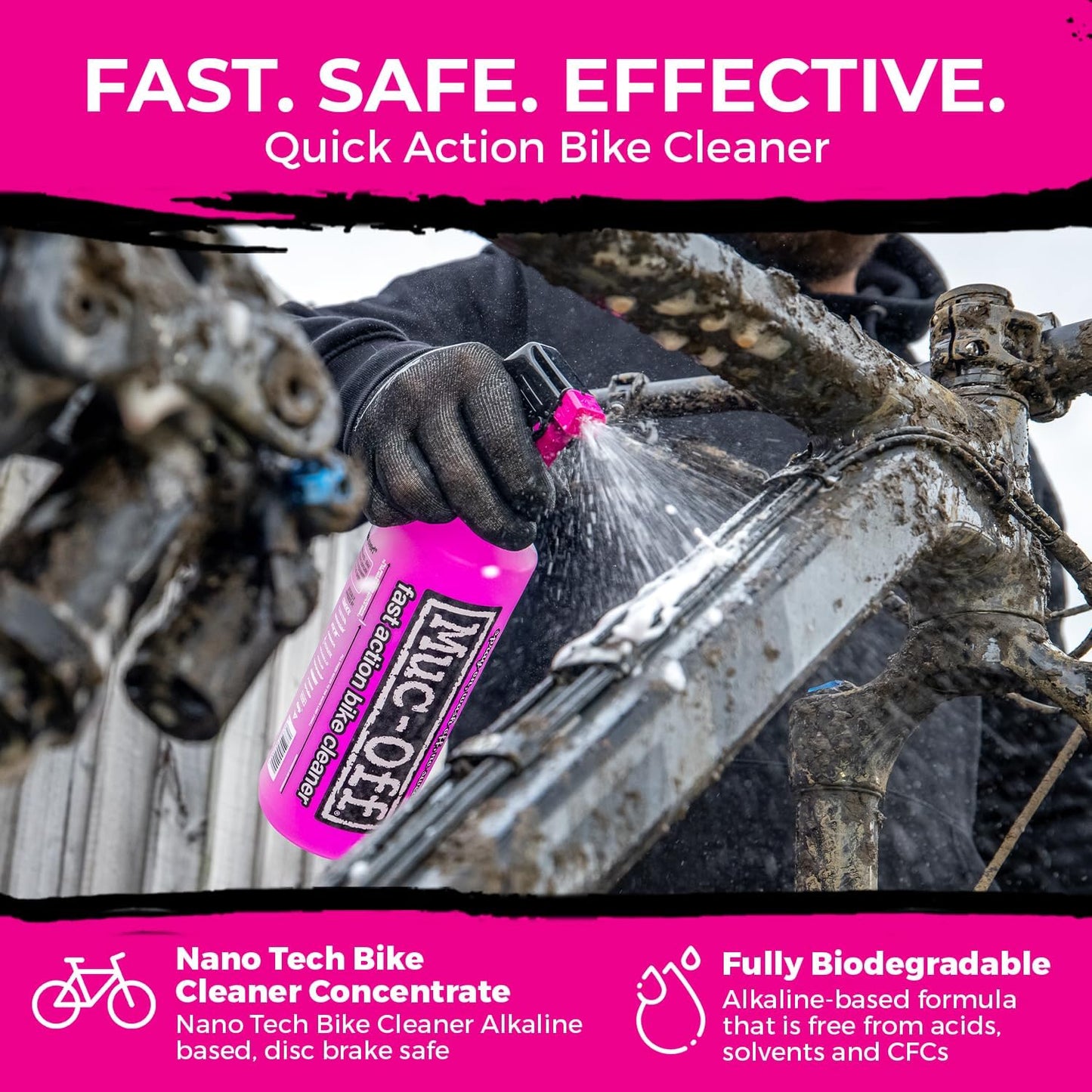 Muc-Off Nano Tech Bike Cleaner 1L | Biodegradable Formula, Safe on Carbon Fibre and All Surfaces | Breaks Down Dirt on a Molecular Level