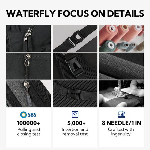 WATERFLY Lightweight Daypack Travel Backpack: 20L Durable Day Pack Fashion Causal Lightweight Airplane Travel Bags for Women Men Adult Work Vacation Hiking Backpacks