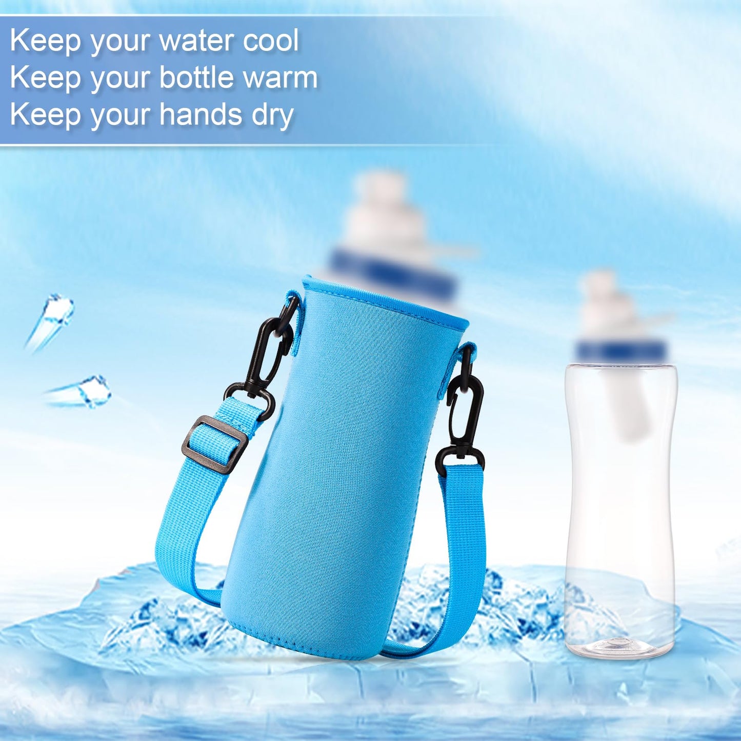 2pcs Water Bottle Sleeve, Water Bottle Replacement Cover with Adjustable Rope Bottle Boot Cup Holder Water Bottle Accessories for Cirkul (Blue)