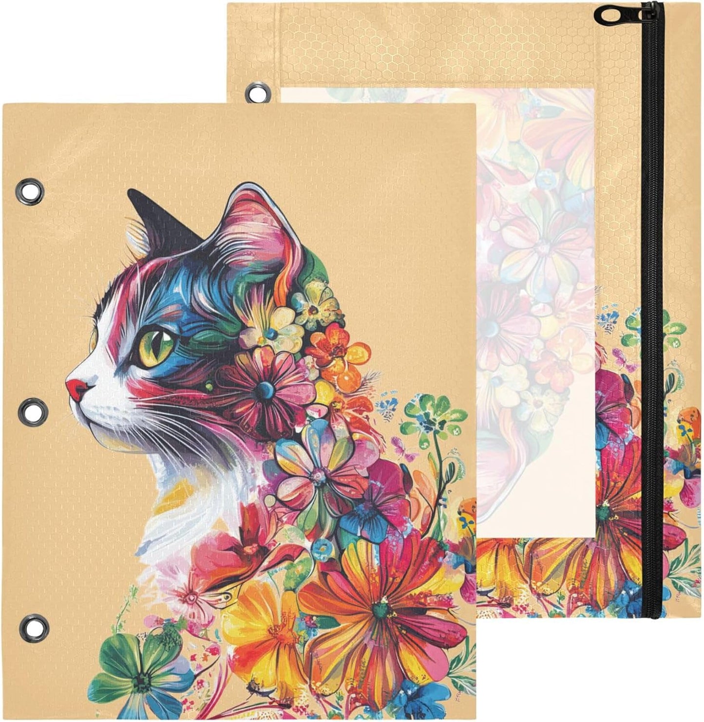 Largemouth Bass Fish 2 Pack 3 Ring Binder Pocket A4 Size Binder Pouches Clear PVC Loose Leaf Folder Sleeves Storage Bags for Files, Documents