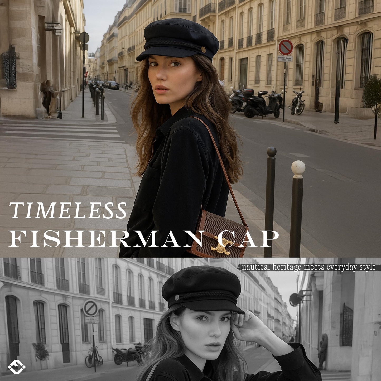 Funky Junque Women's 100% Cotton Greek Fisherman Hat Adjustable Newsboy Beret Cap Black One Size - Black