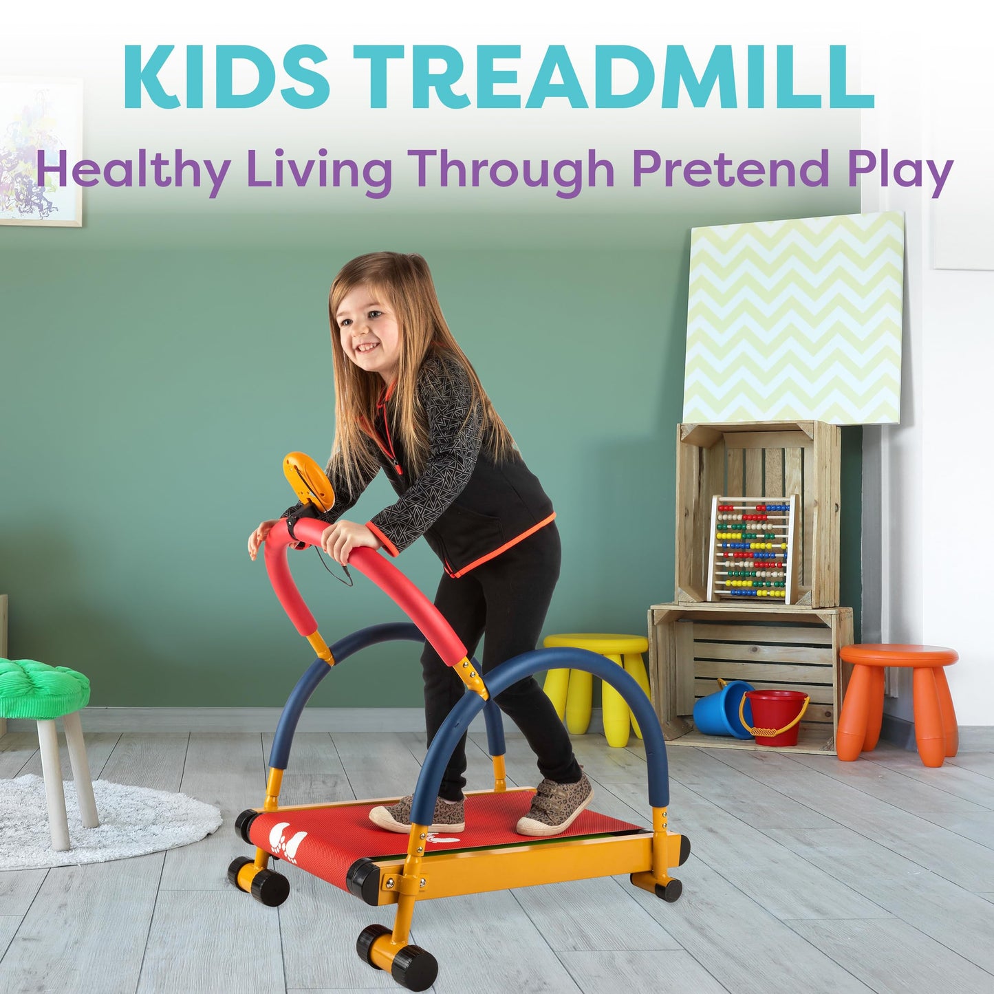 Kids Treadmill - Self Propelled Workout Tread Mill for Indoor Play Gym - Kids Exercise Equipment for Boys and Girls Ages 3 and Up by Hey Play