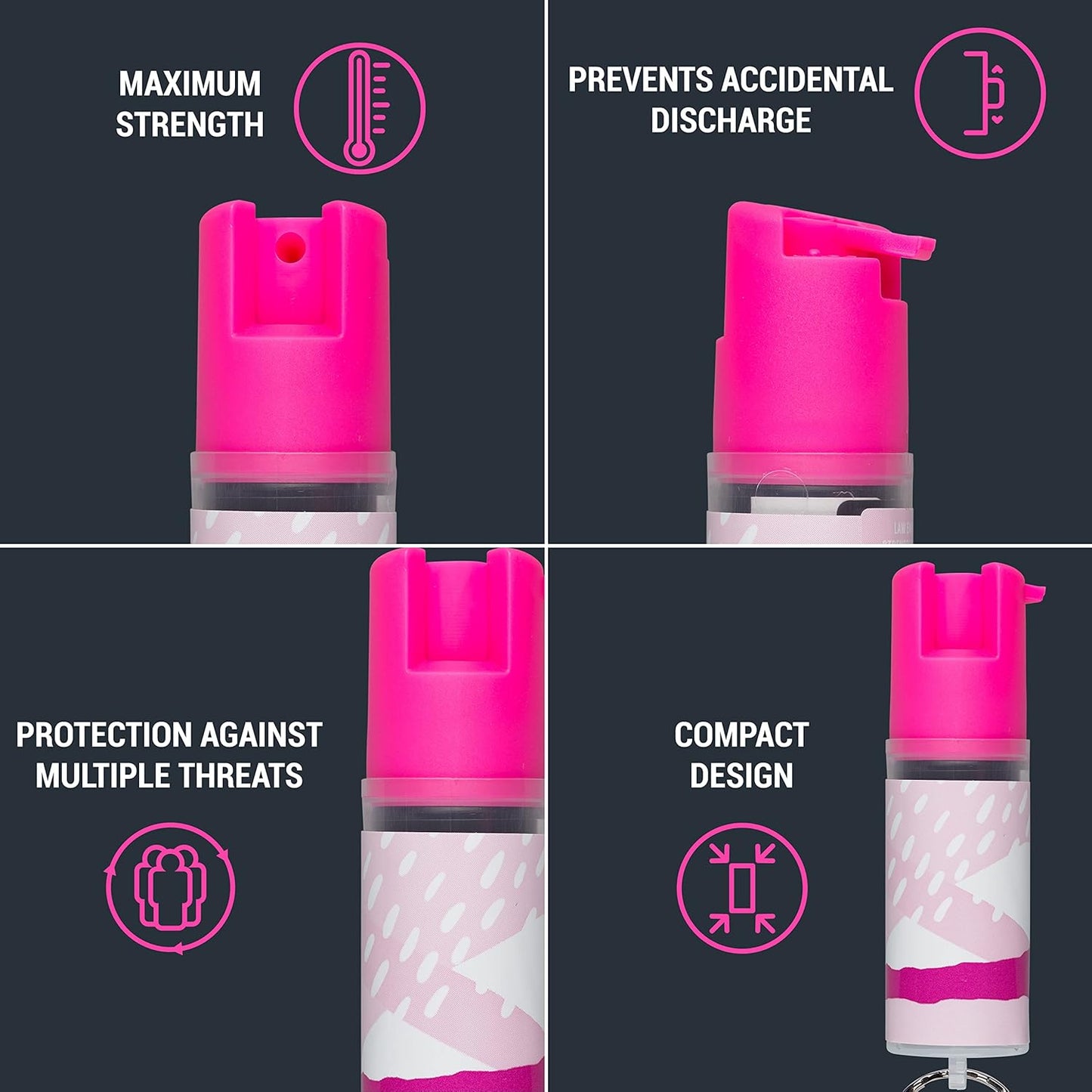 SABRE Pepper Spray With Key Ring, 25 Bursts, 10-Foot (3-Meters) Range, UV Marking Dye, Twist Lock Safety, Supports The National Breast Cancer Foundation (NBCF)