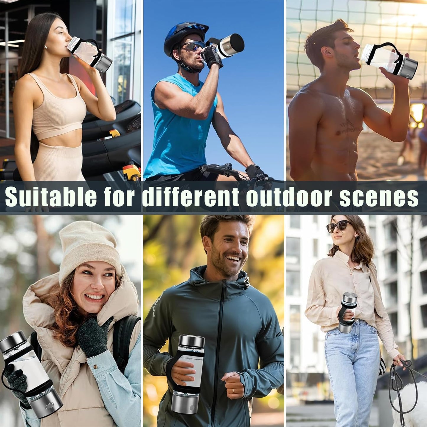 2 Pcs Water Bottle Carrier Grip Water Handle Grip Portable Silicone Band Holder Strap Handheld Water Bottle Handle Strap Soft Silicone Non-Slip Carrier Grip for Bike Gym or Jogging