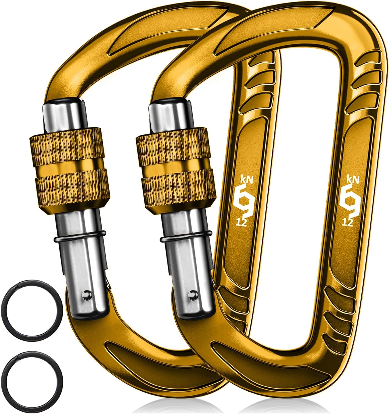 12kN (2697 lbs) Heavy Duty, Locking, Auto Locking, Wiregate Carabiner Clips, for Securing Pets, Outdoor, Camping, Hiking, Hammock, Dog Leash Harness, Keychains
