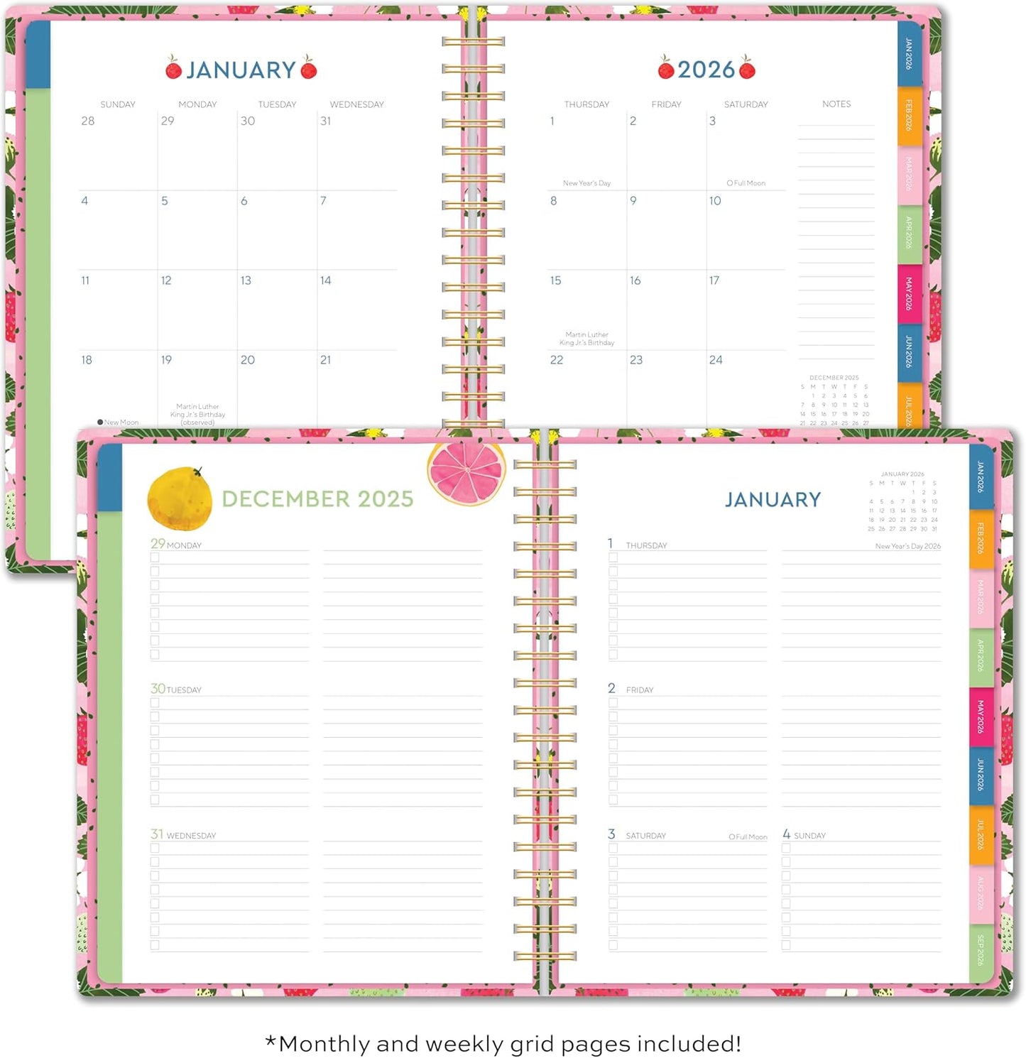High Note Hardcover Academic Planner 2025-2026, Garden Bee, 9" x 10" 272 Pages, Daily Weekly Monthly Planner 2025-2026 August to December, Back to School Calendar Book for Teachers and Students